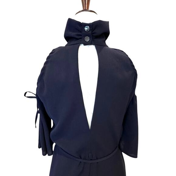 NWT Topshop High Neck Cold Shoulder Dress Navy Women's Size 4 - Picture 8 of 10